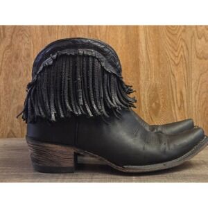 Junk Gypsy by Lane Spitfire Leather Fringe Western Ankle Boots Womens Size 7.5